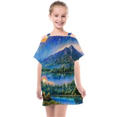 Stunning Sunset By The Lake Kids  One Piece Chiffon Dress by GardenOfOphir