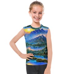 Stunning Sunset By The Lake Kids  Mesh Tank Top by GardenOfOphir