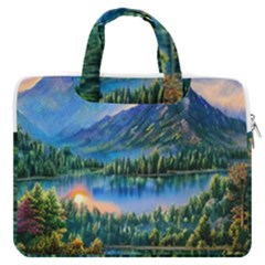 Stunning Sunset By The Lake Macbook Pro 16  Double Pocket Laptop Bag  by GardenOfOphir