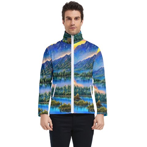 Stunning Sunset By The Lake Men s Bomber Jacket by GardenOfOphir