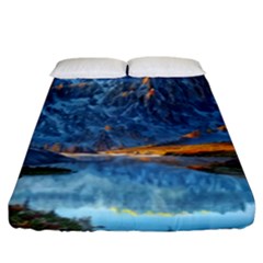 Majestic Lake Landscape Fitted Sheet (king Size) by GardenOfOphir