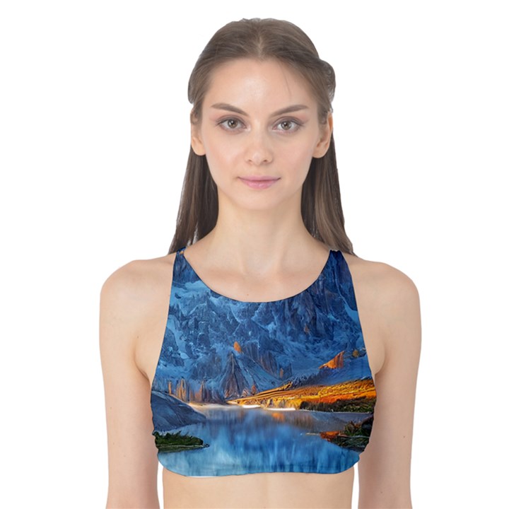 Majestic Lake Landscape Tank Bikini Top