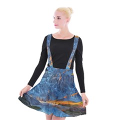 Majestic Lake Landscape Suspender Skater Skirt by GardenOfOphir