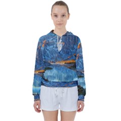 Majestic Lake Landscape Women s Tie Up Sweat