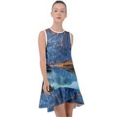 Majestic Lake Landscape Frill Swing Dress by GardenOfOphir