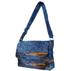 Majestic Lake Landscape Full Print Messenger Bag (l) by GardenOfOphir