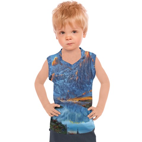 Majestic Lake Landscape Kids  Sport Tank Top by GardenOfOphir