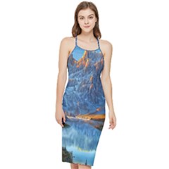 Majestic Lake Landscape Bodycon Cross Back Summer Dress by GardenOfOphir