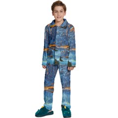 Majestic Lake Landscape Kids  Long Sleeve Velvet Pajamas Set by GardenOfOphir