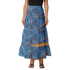 Majestic Lake Landscape Tiered Ruffle Maxi Skirt by GardenOfOphir