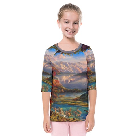 Summer Sunset Kids  Quarter Sleeve Raglan Tee by GardenOfOphir