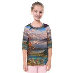 Summer Sunset Kids  Quarter Sleeve Raglan Tee