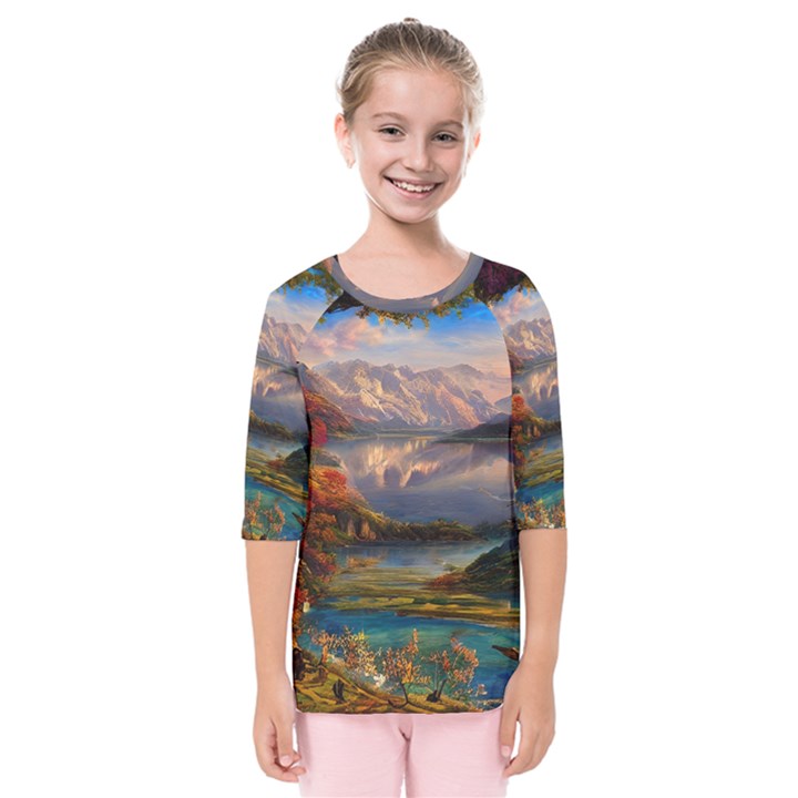 Summer Sunset Kids  Quarter Sleeve Raglan Tee