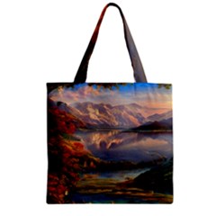 Summer Sunset Zipper Grocery Tote Bag by GardenOfOphir