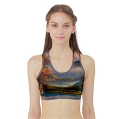 Summer Sunset Sports Bra With Border by GardenOfOphir