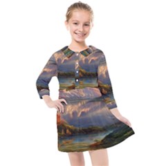 Summer Sunset Kids  Quarter Sleeve Shirt Dress by GardenOfOphir