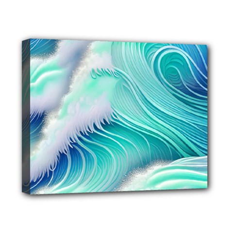 Stunning Pastel Blue Ocean Waves Canvas 10  X 8  (stretched) by GardenOfOphir