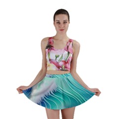 Stunning Pastel Blue Ocean Waves Mini Skirt by GardenOfOphir