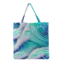 Stunning Pastel Blue Ocean Waves Grocery Tote Bag by GardenOfOphir