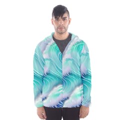 Stunning Pastel Blue Ocean Waves Men s Hooded Windbreaker