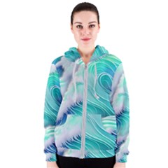 Stunning Pastel Blue Ocean Waves Women s Zipper Hoodie by GardenOfOphir