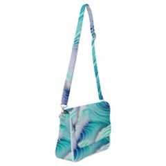 Stunning Pastel Blue Ocean Waves Shoulder Bag With Back Zipper by GardenOfOphir