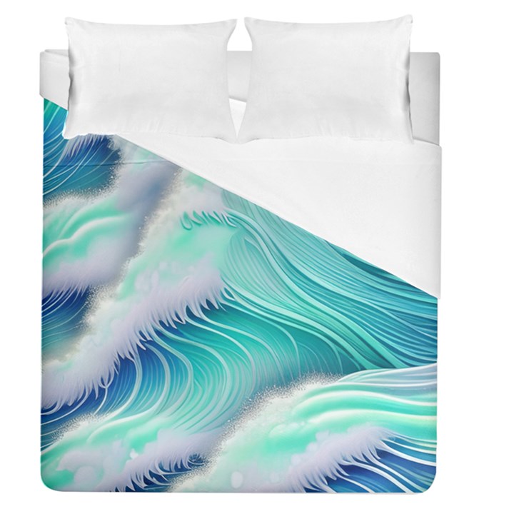 Stunning Pastel Blue Ocean Waves Duvet Cover (Queen Size)