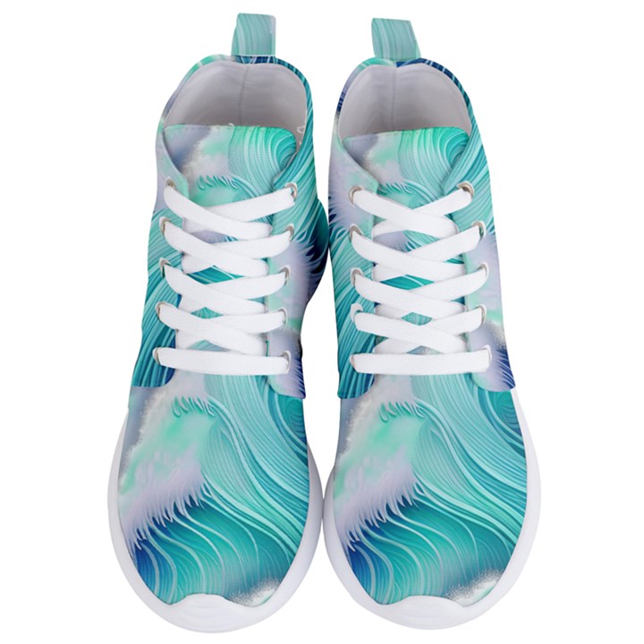 Stunning Pastel Blue Ocean Waves Women s Lightweight High Top Sneakers