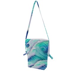 Stunning Pastel Blue Ocean Waves Folding Shoulder Bag by GardenOfOphir