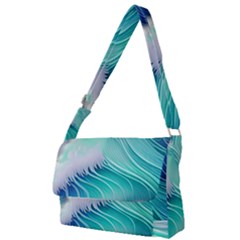 Stunning Pastel Blue Ocean Waves Full Print Messenger Bag (s) by GardenOfOphir