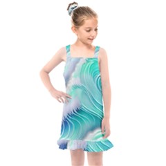 Stunning Pastel Blue Ocean Waves Kids  Overall Dress by GardenOfOphir