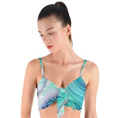 Stunning Pastel Blue Ocean Waves Woven Tie Front Bralet by GardenOfOphir