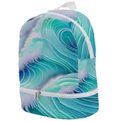 Stunning Pastel Blue Ocean Waves Zip Bottom Backpack by GardenOfOphir