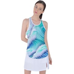 Stunning Pastel Blue Ocean Waves Racer Back Mesh Tank Top by GardenOfOphir