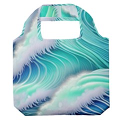 Stunning Pastel Blue Ocean Waves Premium Foldable Grocery Recycle Bag by GardenOfOphir