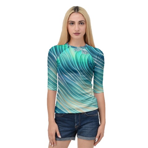 Pastel Ocean Waves Quarter Sleeve Raglan Tee by GardenOfOphir