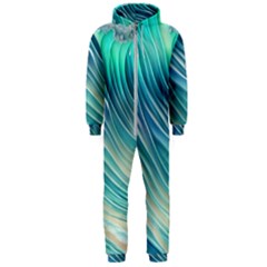 Pastel Ocean Waves Hooded Jumpsuit (men) by GardenOfOphir