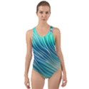 Pastel Ocean Waves Cut-Out Back One Piece Swimsuit View1