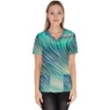 Pastel Ocean Waves Women s V-Neck Scrub Top View1