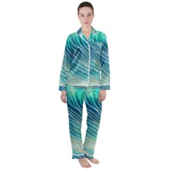 Pastel Ocean Waves Women s Long Sleeve Satin Pajamas Set	 by GardenOfOphir