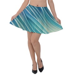 Pastel Ocean Waves Velvet Skater Skirt by GardenOfOphir