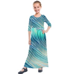 Pastel Ocean Waves Kids  Quarter Sleeve Maxi Dress by GardenOfOphir