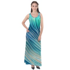 Pastel Ocean Waves Sleeveless Velour Maxi Dress by GardenOfOphir