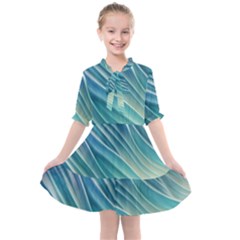 Pastel Ocean Waves Kids  All Frills Chiffon Dress by GardenOfOphir