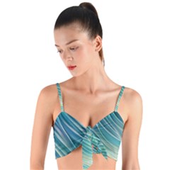 Pastel Ocean Waves Woven Tie Front Bralet by GardenOfOphir