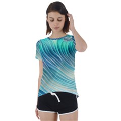 Pastel Ocean Waves Short Sleeve Open Back Tee by GardenOfOphir