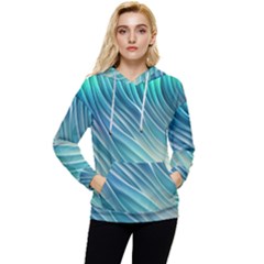 Pastel Ocean Waves Women s Lightweight Drawstring Hoodie by GardenOfOphir