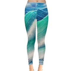 Beautiful Abstract Pastel Ocean Waves Leggings  by GardenOfOphir