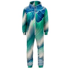 Beautiful Abstract Pastel Ocean Waves Hooded Jumpsuit (men) by GardenOfOphir