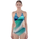 Beautiful Abstract Pastel Ocean Waves Cut-Out One Piece Swimsuit View1